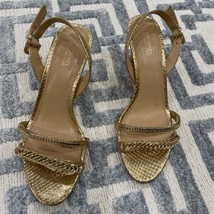 Michael Kors Metallic Gold Snakeskin Pumps